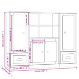 Highboards 3 pcs Smoked Oak Engineered Wood - Low Angle