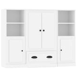 Highboards 3 pcs White Engineered Wood - Front View