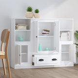 Highboards 3 pcs White Engineered Wood - Side View