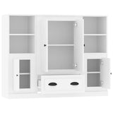 Highboards 3 pcs White Engineered Wood - Rear View