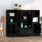 Highboards 3 pcs Black Engineered Wood - Side View