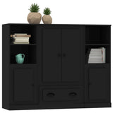 Highboards 3 pcs Black Engineered Wood