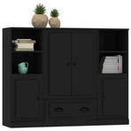 Highboards 3 pcs Black Engineered Wood