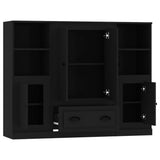 Highboards 3 pcs Black Engineered Wood