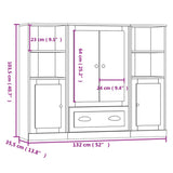 Highboards 3 pcs Black Engineered Wood
