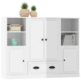 Highboards 3 pcs High Gloss White Engineered Wood - Top-Down View