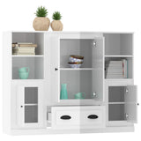 Highboards 3 pcs High Gloss White Engineered Wood - 45-Degree Angle