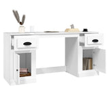 Desk with Cabinet High Gloss White Engineered Wood - 45-Degree Angle
