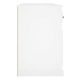 Desk with Cabinet High Gloss White Engineered Wood - Close-Up Angle