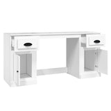 Desk with Cabinet High Gloss White Engineered Wood - Low Angle