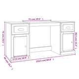 Desk with Cabinet High Gloss White Engineered Wood - Extra Image