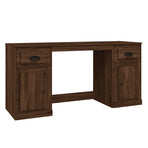 Desk with Cabinet Brown Oak Engineered Wood