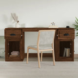 Desk with Cabinet Brown Oak Engineered Wood