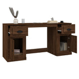 Desk with Cabinet Brown Oak Engineered Wood - 45-Degree Angle