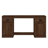 Desk with Cabinet Brown Oak Engineered Wood - Rear View
