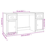 Desk with Cabinet Brown Oak Engineered Wood - Extra Image