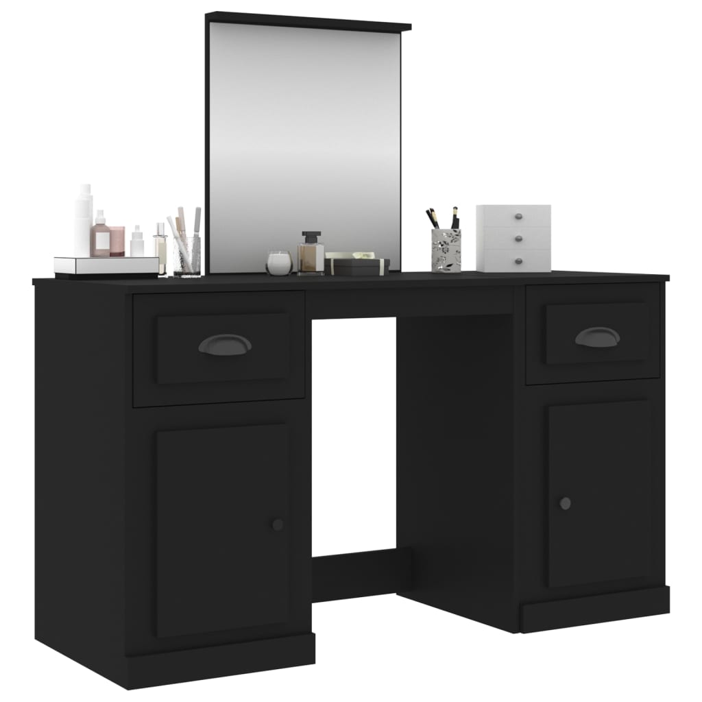 Dressing Table with Mirror Black 130x50x132.5 cm
