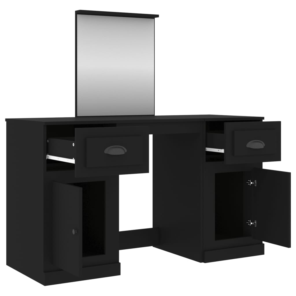 Dressing Table with Mirror Black 130x50x132.5 cm