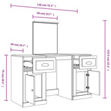 Dressing Table with Mirror Black 130x50x132.5 cm