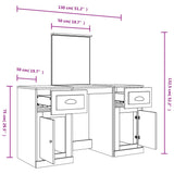 Dressing Table with Mirror Grey Sonoma 130x50x132.5 cm