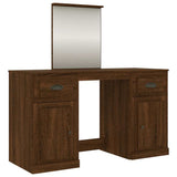 Dressing Table with Mirror Brown Oak 130x50x132.5 cm - Front View