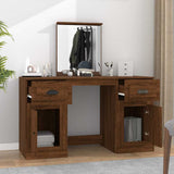 Dressing Table with Mirror Brown Oak 130x50x132.5 cm - Side View