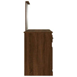 Dressing Table with Mirror Brown Oak 130x50x132.5 cm - Close-Up Angle