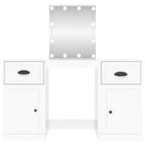 Dressing Table with LED High Gloss White 130x50x132.5 cm
