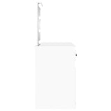 Dressing Table with LED High Gloss White 130x50x132.5 cm - Close-Up Angle