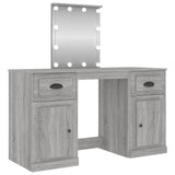 Dressing Table with LED Grey Sonoma 130x50x132.5 cm - Front View