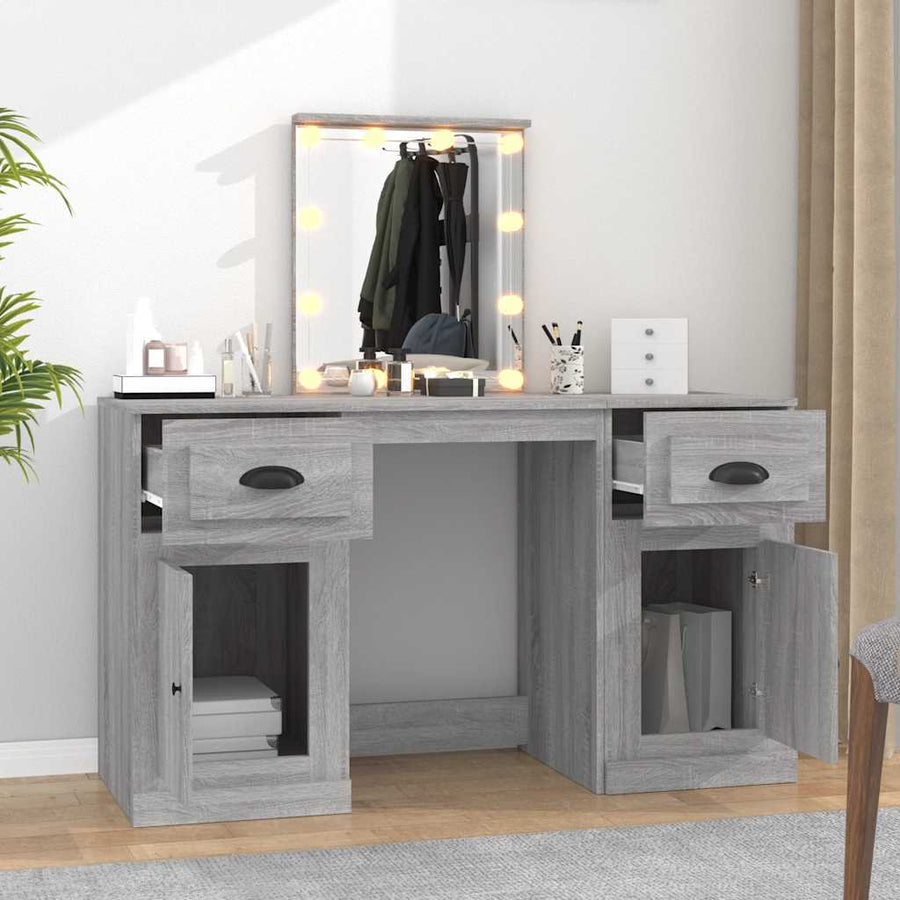 Dressing Table with LED Grey Sonoma 130x50x132.5 cm