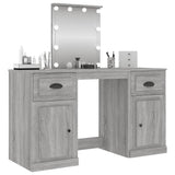 Dressing Table with LED Grey Sonoma 130x50x132.5 cm - Top-Down View