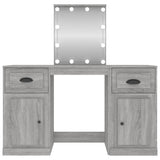 Dressing Table with LED Grey Sonoma 130x50x132.5 cm - Rear View