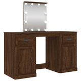 Dressing Table with LED Brown Oak 130x50x132.5 cm - Front View