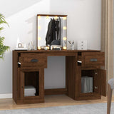 Dressing Table with LED Brown Oak 130x50x132.5 cm - Side View