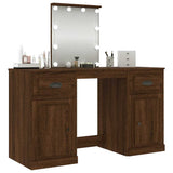 Dressing Table with LED Brown Oak 130x50x132.5 cm - Top-Down View