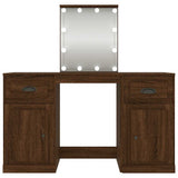 Dressing Table with LED Brown Oak 130x50x132.5 cm - Rear View