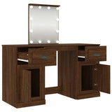 Dressing Table with LED Brown Oak 130x50x132.5 cm - Low Angle