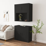 Highboard Black Engineered Wood