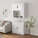 Highboard High Gloss White Engineered Wood - Top-Down View