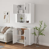 Highboard High Gloss White Engineered Wood - 45-Degree Angle