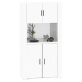 Highboard High Gloss White Engineered Wood - Rear View