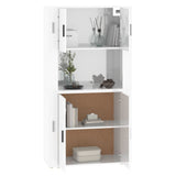 Highboard High Gloss White Engineered Wood - Close-Up Angle