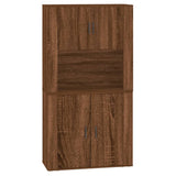 Highboard Brown Oak Engineered Wood - Front View