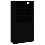 Highboard Black Engineered Wood - Front View