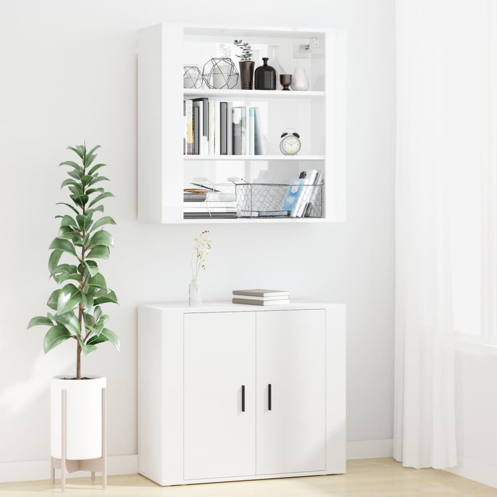 Highboard High Gloss White Engineered Wood