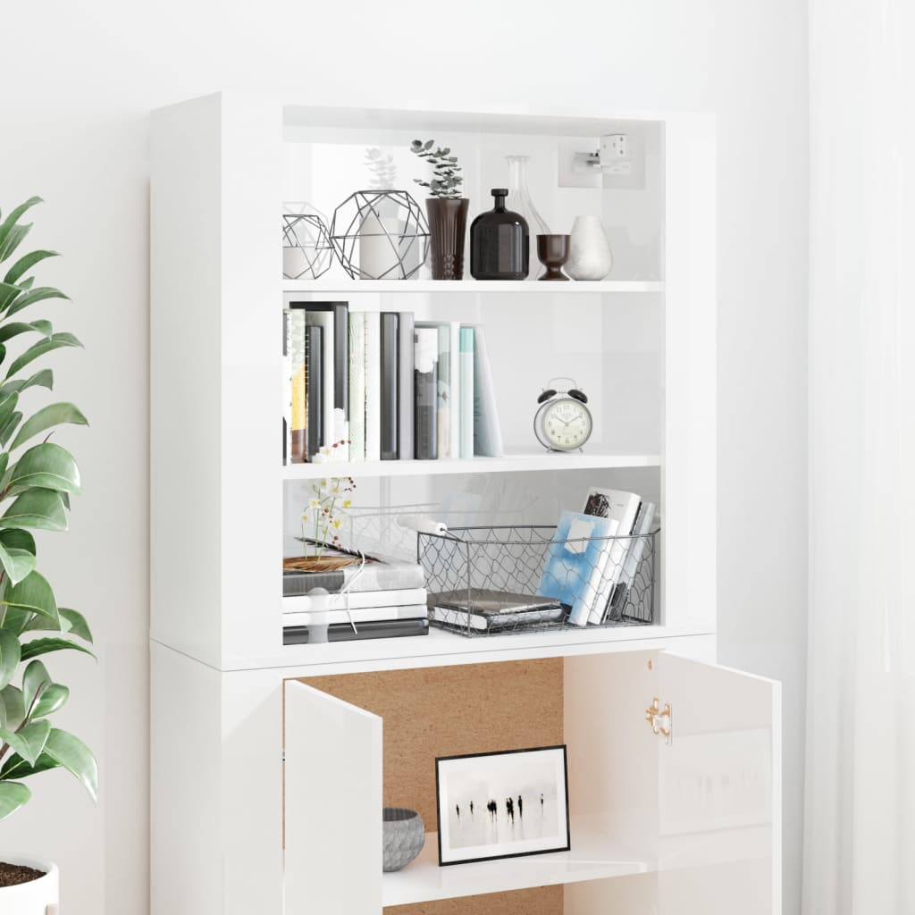 Highboard High Gloss White Engineered Wood