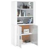 Highboard High Gloss White Engineered Wood - 45-Degree Angle
