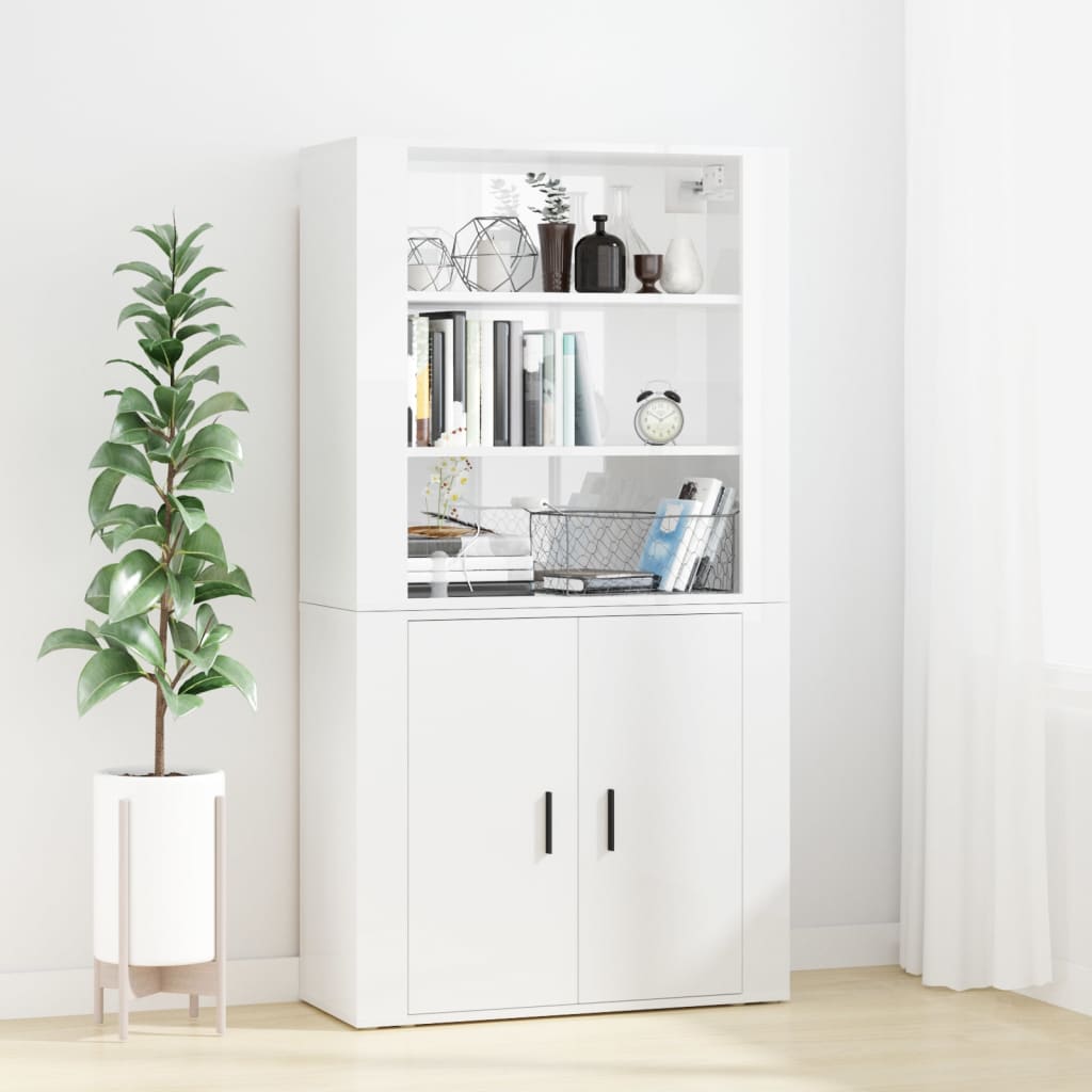 Highboard High Gloss White Engineered Wood