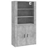 Highboard Concrete Grey Engineered Wood - Front View